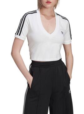 Top Crop Adidas Adicolor Bianco per Donna
