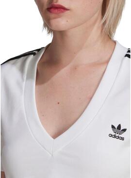 Top Crop Adidas Adicolor Bianco per Donna