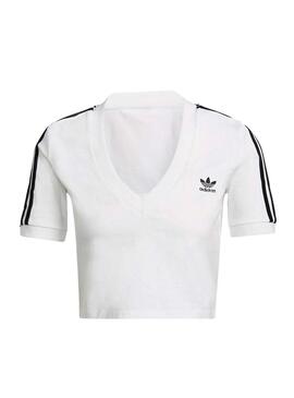 Top Crop Adidas Adicolor Bianco per Donna