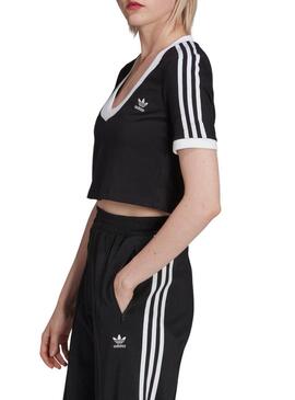 Top Crop Adidas Adicolor Nero Donna