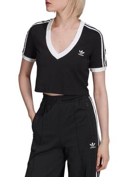 Top Crop Adidas Adicolor Nero Donna