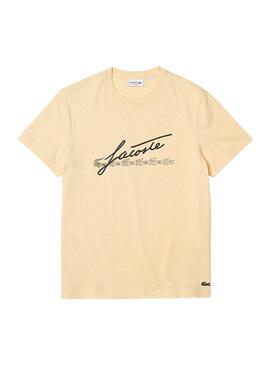 T-Shirt Lacoste Signature Yellow per Uomo