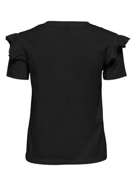 T-Shirt Only Maja Volants Nero per Donna