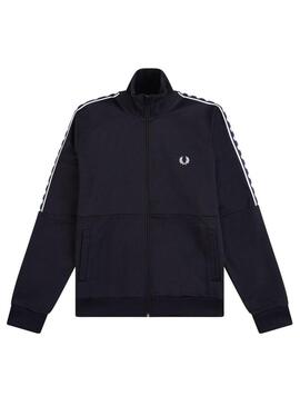 Giacca Fred Perry Taped Track Blu Navy per Uomo