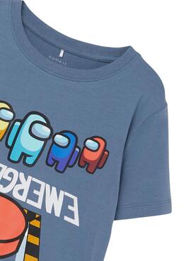 T-Shirt Name It Among Us Grigio Blu per Bambino