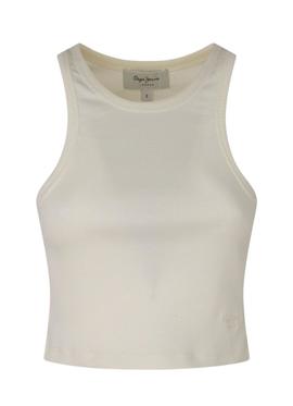 Crop Top Pepe Jeans Piera Bianco per Donna