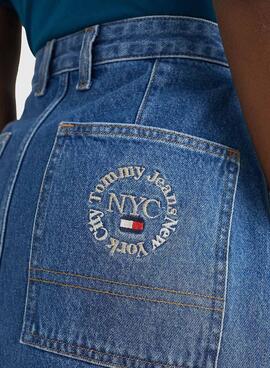 Gonna Tommy Jeans Badge Ricamato Blu per Donna