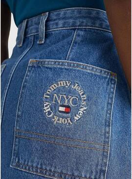 Gonna Tommy Jeans Badge Ricamato Blu per Donna