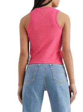 T-Shirt Tommy Jeans Crop Timeless Rosa Donna