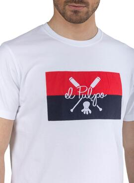 T-Shirt El Pulpo Patch Bianco per Uomo