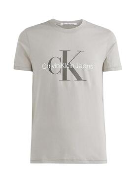 T-Shirt Calvin Klein Monograma Slim Grigio Uomo