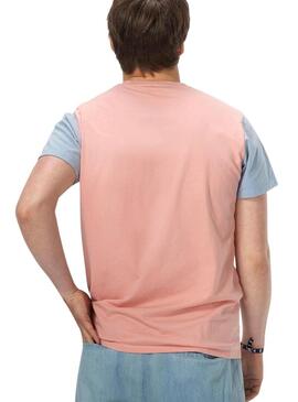 T-Shirt El Pulpo Colourblock Corallo per Uomo