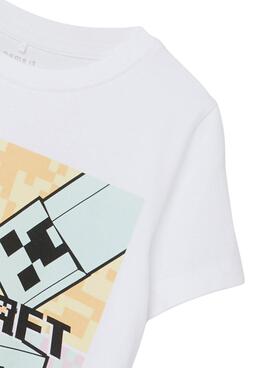T-Shirt Name It Minecraft Bianco per Bambina
