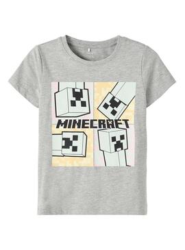 T-Shirt Name It Minecraft Grigio per Bambina