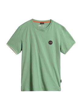 T-Shirt Napapijri S-Whale Verde per Uomo