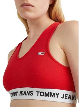 Top Tommy Jeans Super Crop Rosso per Donna