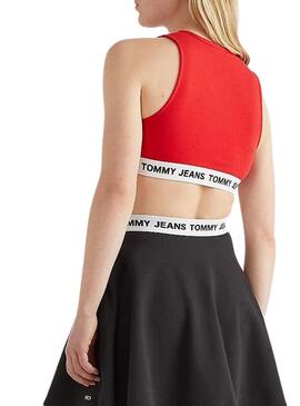 Top Tommy Jeans Super Crop Rosso per Donna