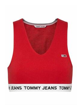 Top Tommy Jeans Super Crop Rosso per Donna