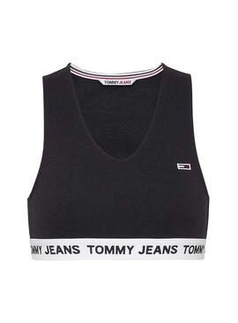 Top Tommy Jeans Super Crop Nero per Donna