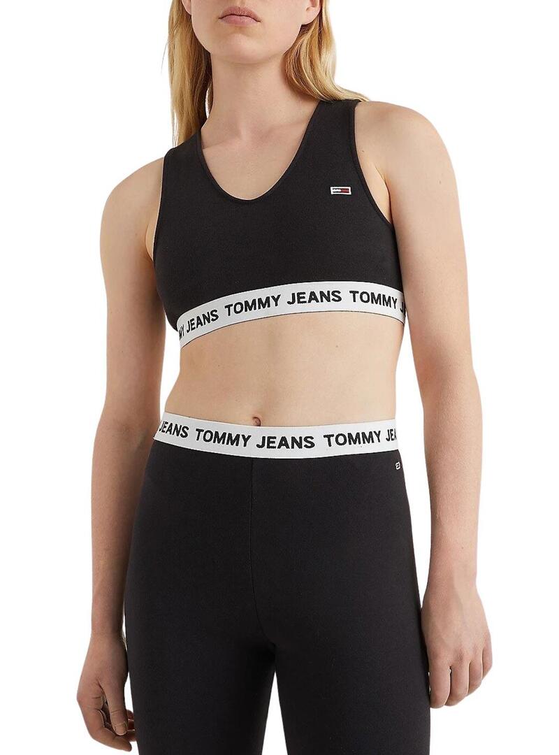 Top Tommy Jeans Super Crop Nero per Donna