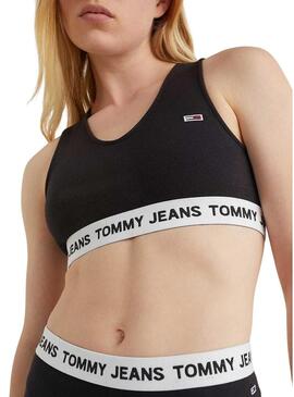 Top Tommy Jeans Super Crop Nero per Donna