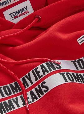 Felpa Tommy Jeans Tape Rosso per Uomo