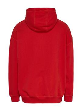 Felpa Tommy Jeans Tape Rosso per Uomo