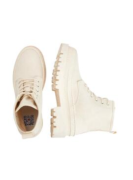 Stivales Tommy Jeans Lacci Crema per Donna