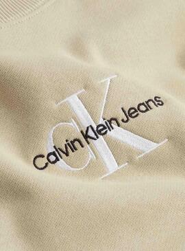 Felpa Calvin Klein Monogram Beige per Uomo