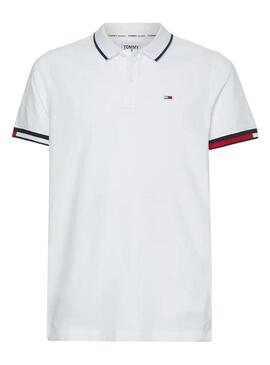 Polo Tommy Jeans Regular Flag Bianco per Uomo