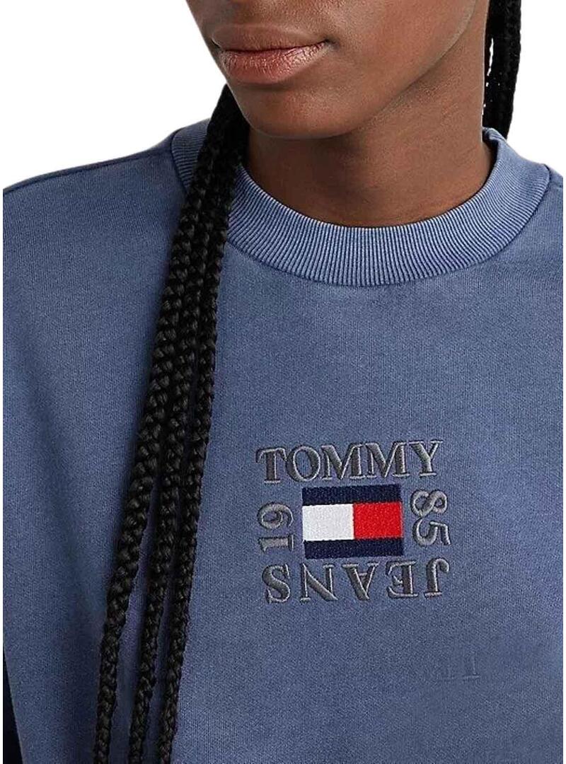 Felpa Tommy Jeans Crop Timeless  Blu Navy Donna