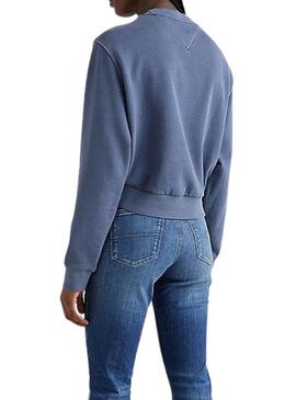 Felpa Tommy Jeans Crop Timeless  Blu Navy Donna