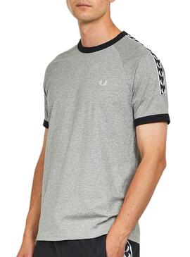 T-Shirt Fred Perry Taped Ringer Grigio Uomo