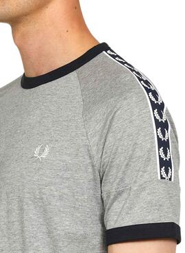 T-Shirt Fred Perry Taped Ringer Grigio Uomo