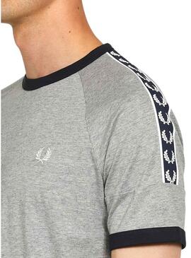 T-Shirt Fred Perry Taped Ringer Grigio Uomo