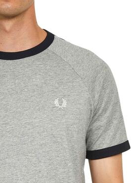 T-Shirt Fred Perry Taped Ringer Grigio Uomo