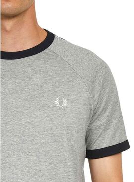 T-Shirt Fred Perry Taped Ringer Grigio Uomo