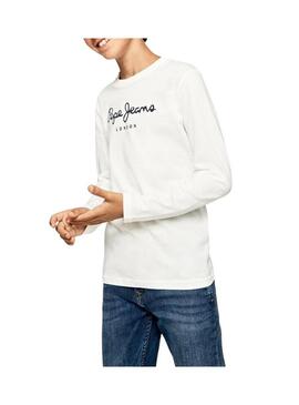 T-Shirt Pepe Jeans New Herman Bianco per Bambino