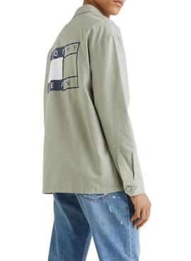 Overshirt Tommy Jeans Twisted Flag Verde Uomo