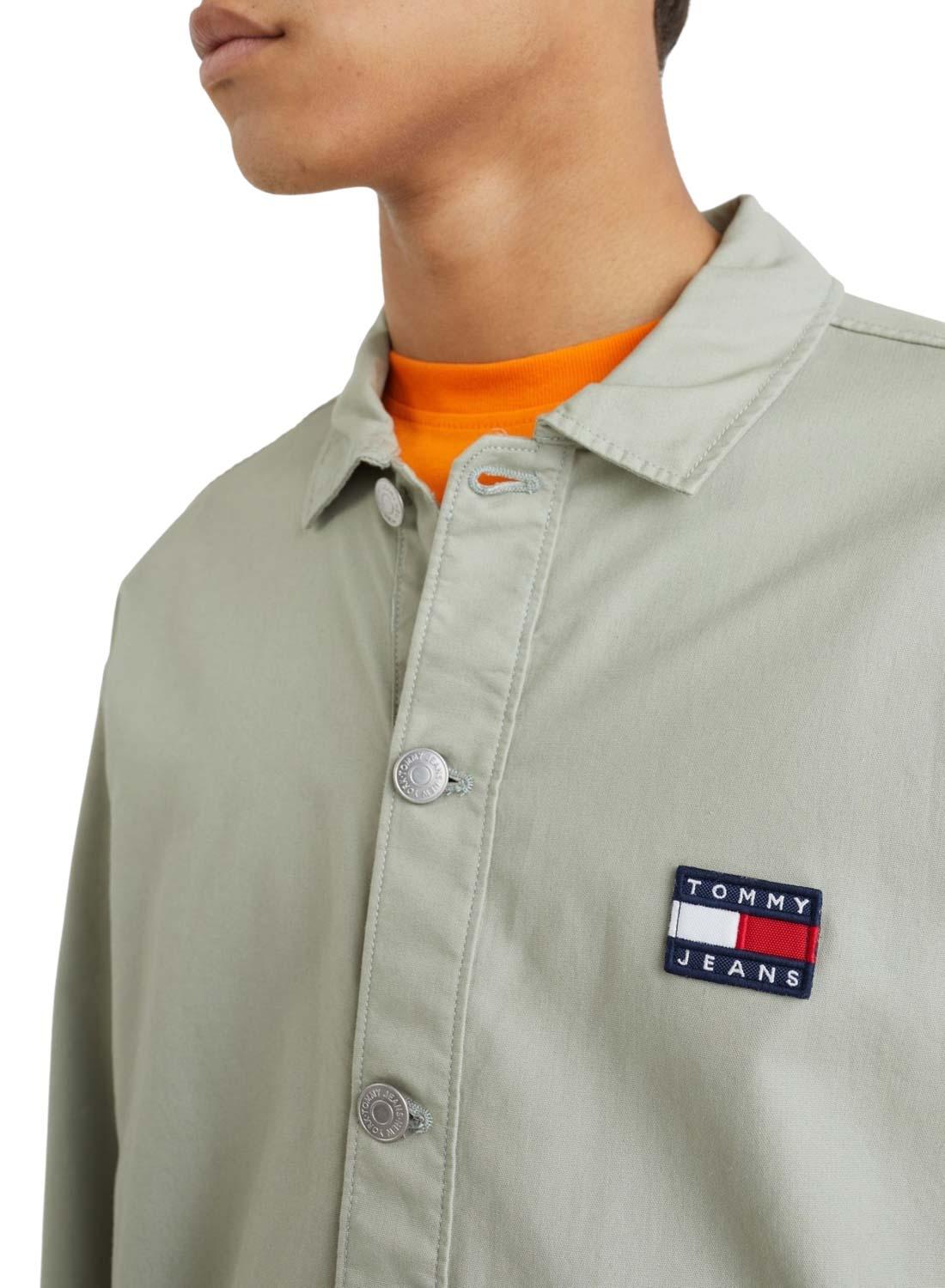 Overshirt Tommy Jeans Twisted Flag Verde Uomo