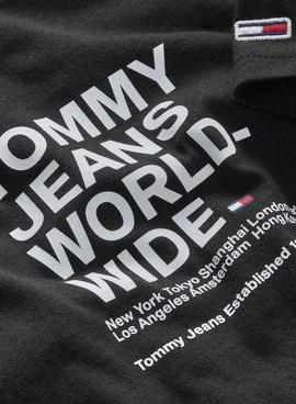 T-Shirt Tommy Jeans Worldwide Nero per Uomo