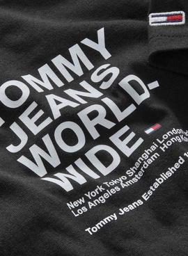 T-Shirt Tommy Jeans Worldwide Nero per Uomo