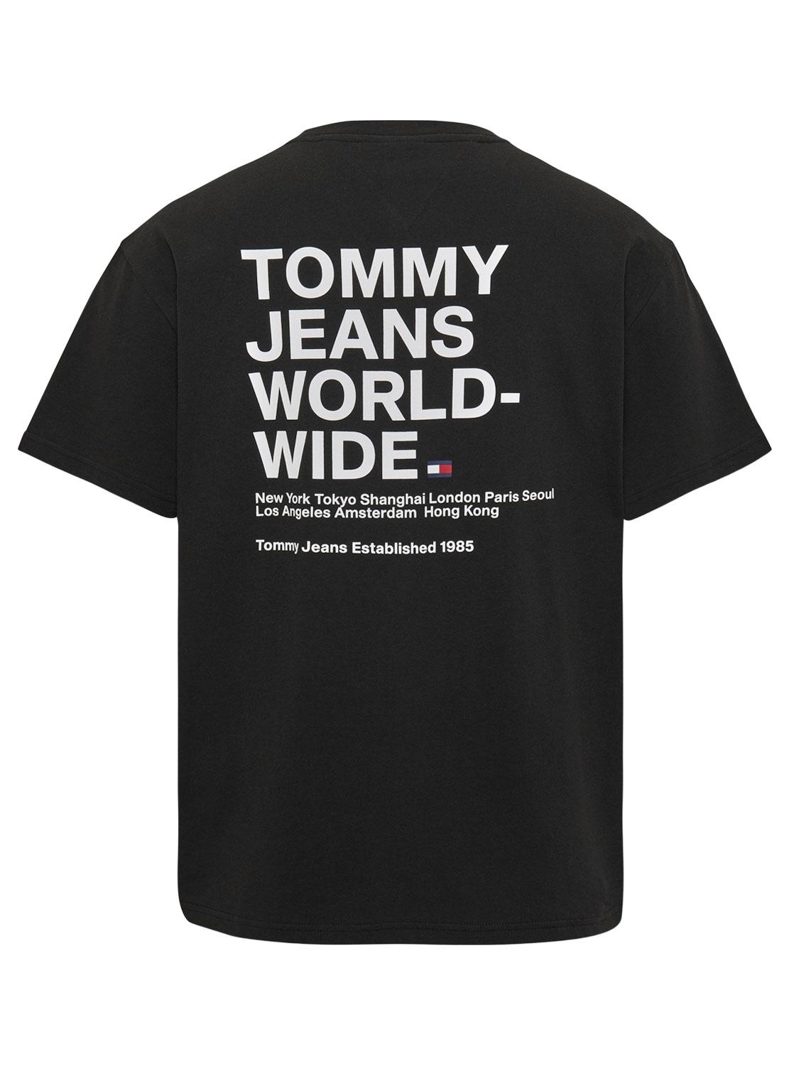 T-Shirt Tommy Jeans Worldwide Nero per Uomo