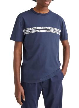 T-Shirt Tommy Jeans Con Iscrizione Marina Uomo