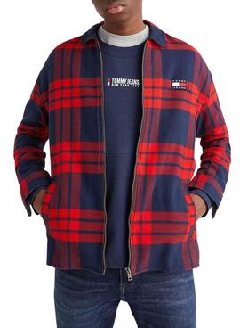 Overshirt Tommy Jeans Quadri Rosso Uomo