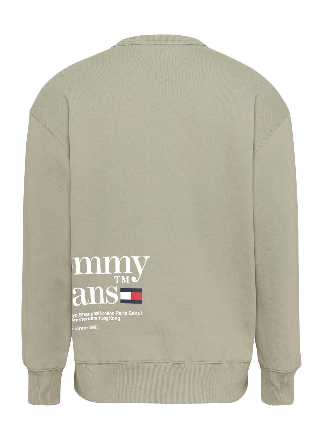 Felpa Tommy Jeans Text Beige per Uomo