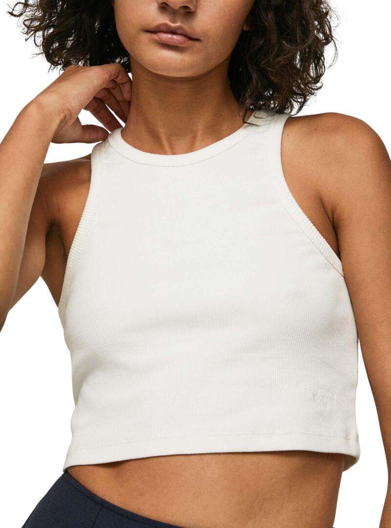 Crop Top Pepe Jeans Piera Bianco per Donna