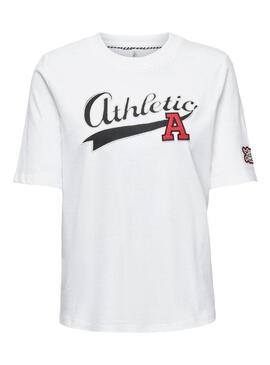 T-Shirt Only Kina Athletic Bianco per Donna
