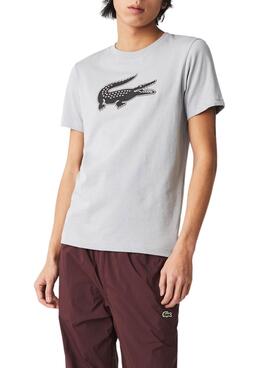 T-Shirt Lacoste Sport Coccodrillo Grigio per Uomo