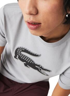 T-Shirt Lacoste Sport Coccodrillo Grigio per Uomo